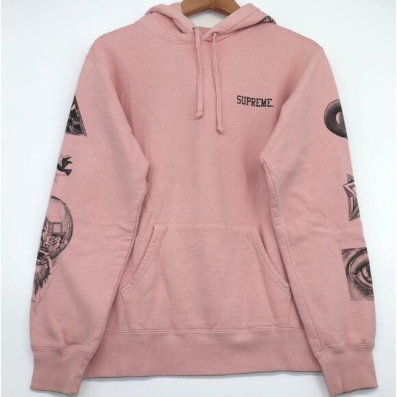 Supreme Pink Graphic Hoodie Sweatshirt With Drawstrings & Kangaroo Pocket